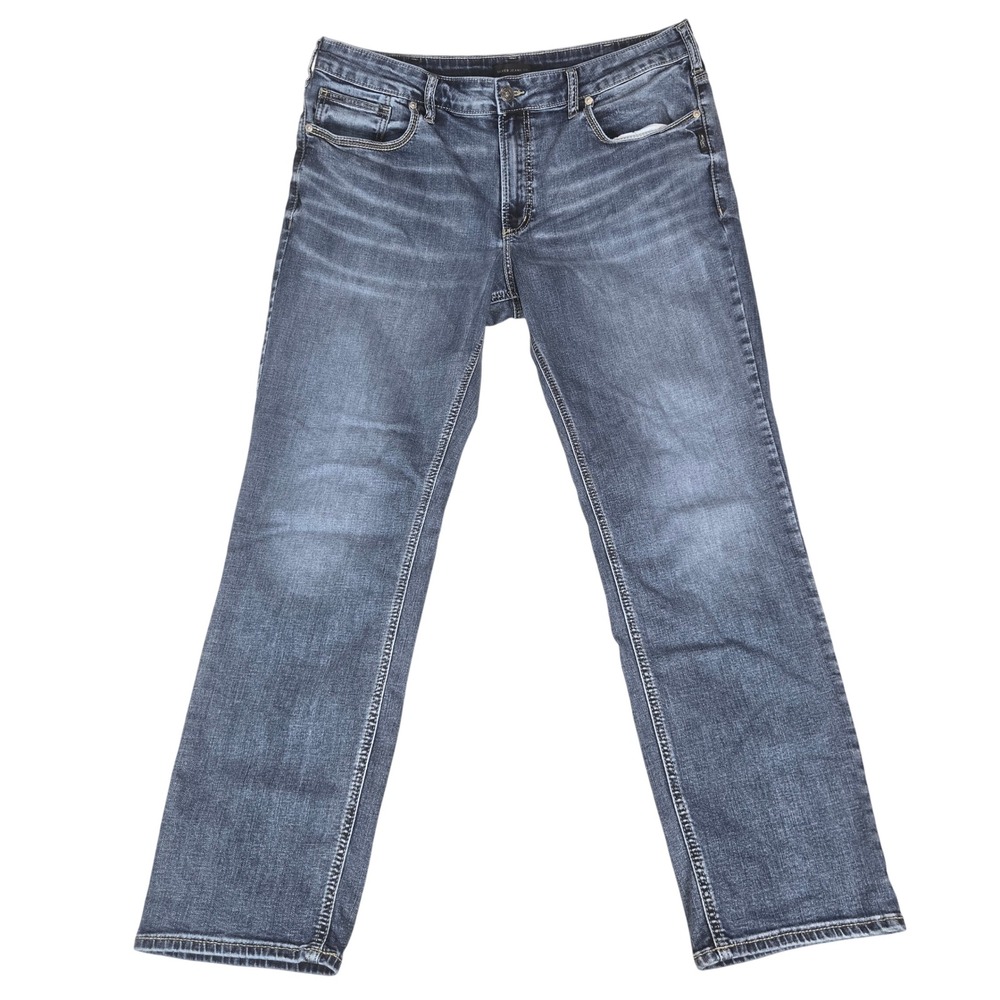 Silver Jeans Eddie Jeans Mens 38 Blue Excellent Relaxed Taper Stretch Retro 2657